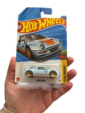 Ford RS200 Toy Car - Light Blue with Orange Accents